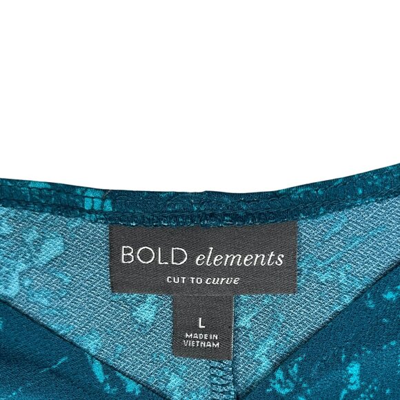Bold Elements Women's Teal Abstract Print Blouse Size L Workwear Chic Career Top - Picture 3 of 10